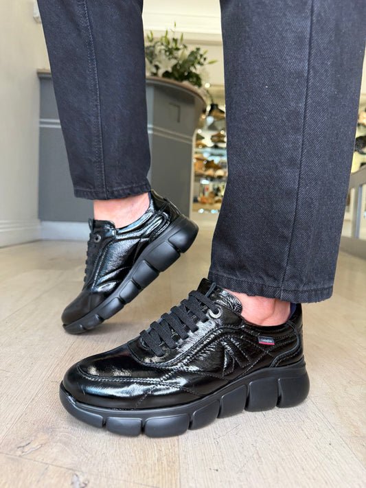 Callaghan - Black Flexy Padded Patent Leather With Chunky Sole
