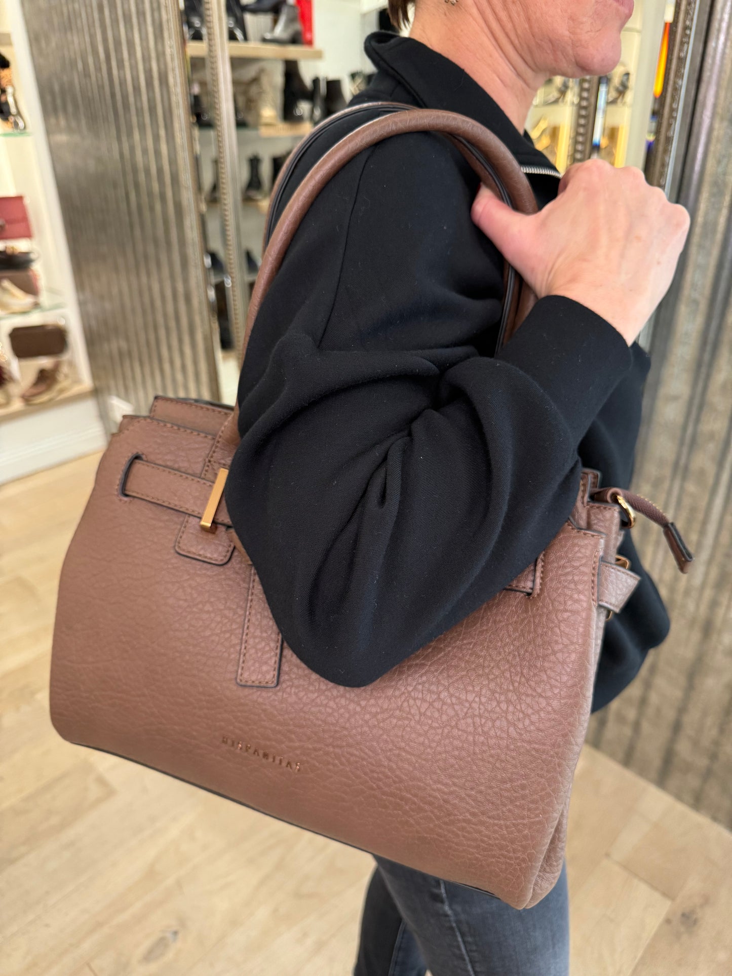 Hispanitas -Avellana Tote Bag With Rose Gold Hardware