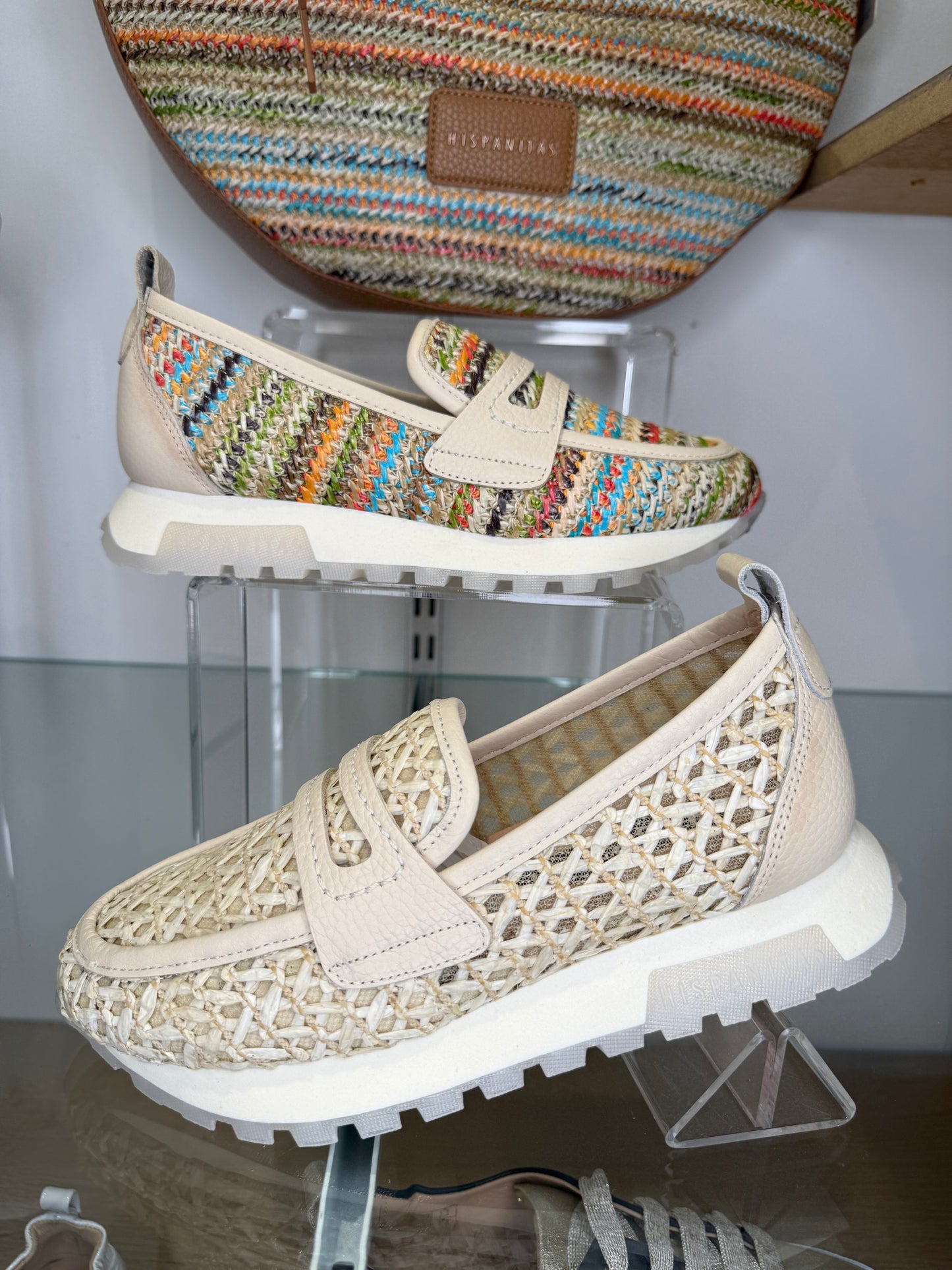 Hispanitas - Rich Cream Hessian Mesh Sporty Slip On Shoe