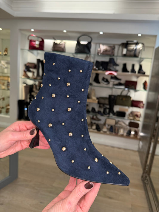 Pedro Anton -Midnight Blue Gold Stud Pointy Toe Boot