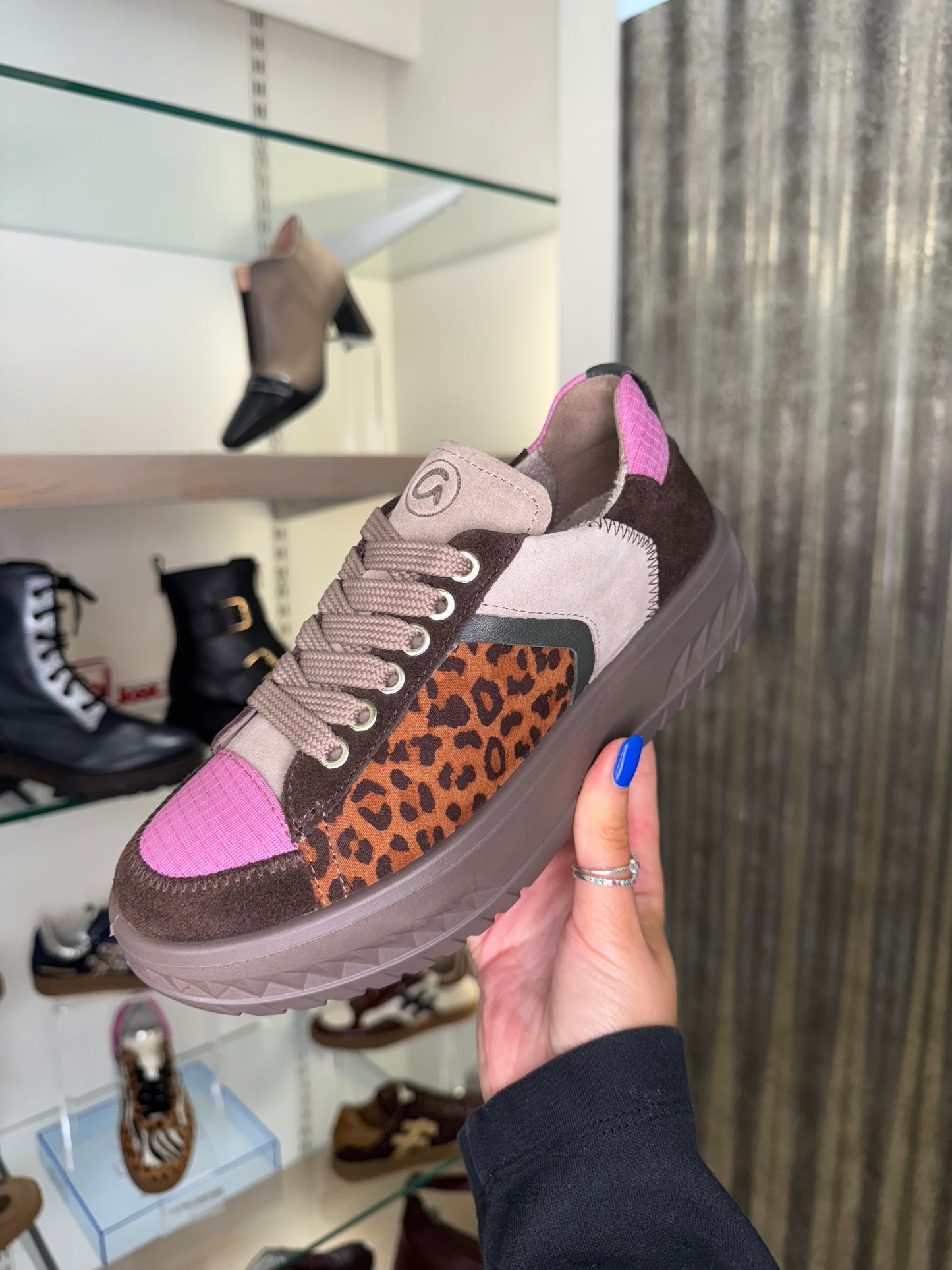 Ara - Monaco Multi Coloured Printed Lace Up Flatform Trainer