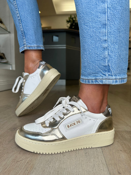 Back 70 - Metallic Gold / White / Soft Bronze Trim Trainer