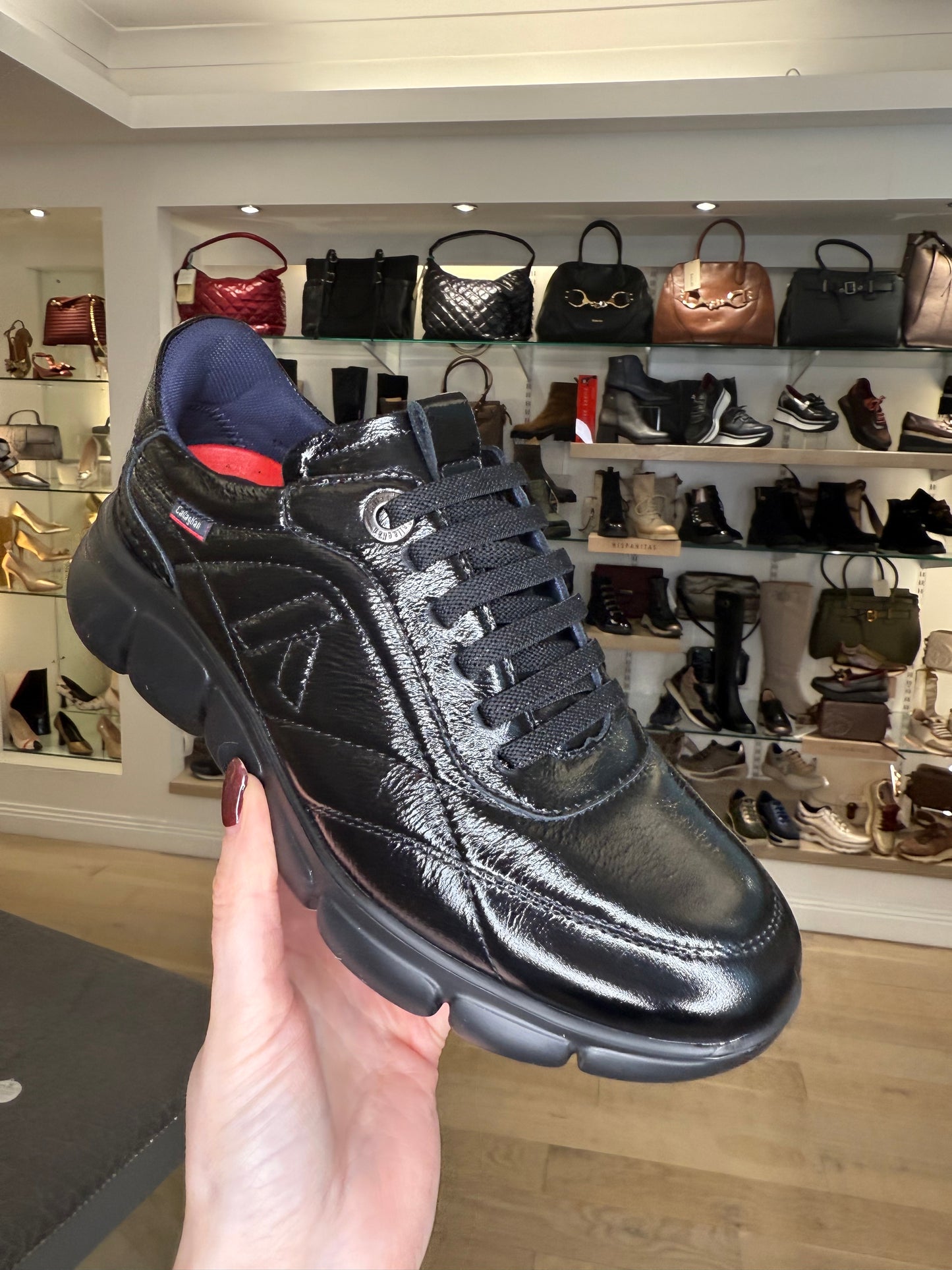 Callaghan - Black Flexy Padded Patent Leather With Chunky Sole