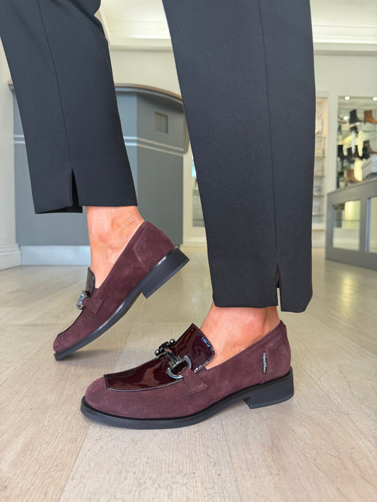 Marco Moreo - Rich Burgundy Suede & Black Patent Slip On Loafer
