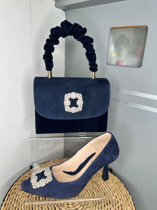 Emis - Matching Navy Suede Box Bag