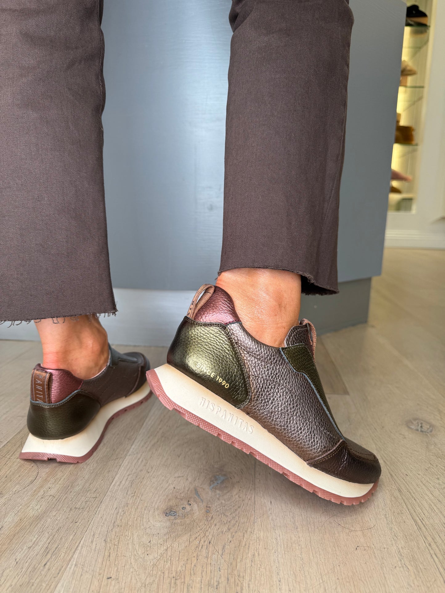Hispanitas - Bronze/ Green Multi Metallic Slip On Sporty Shoe