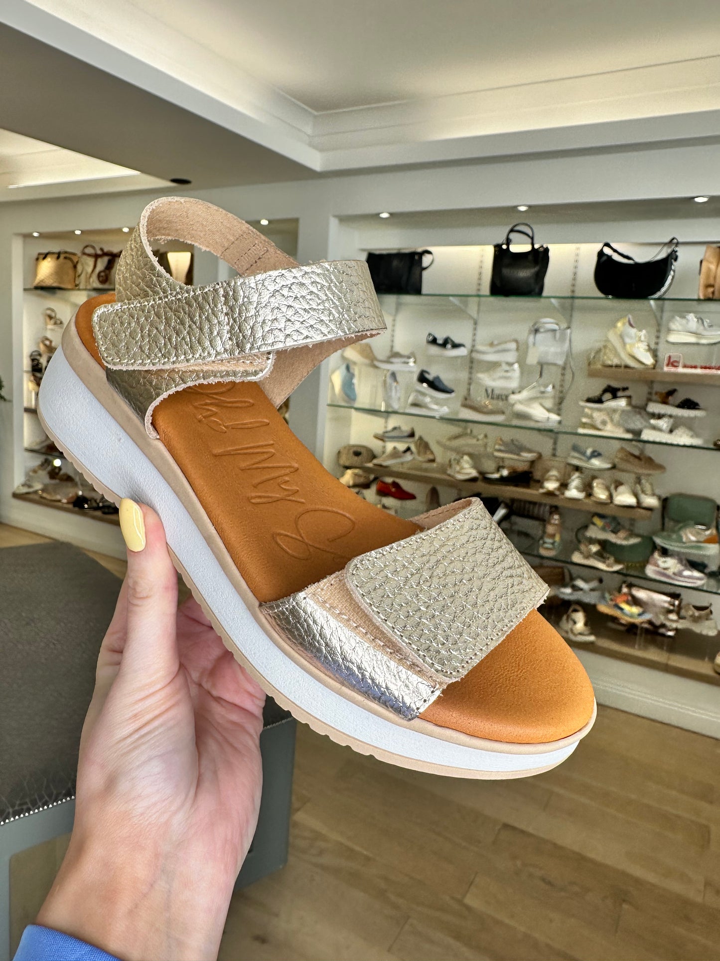 Oh My Sandals - Gold Double Velcro Sandal