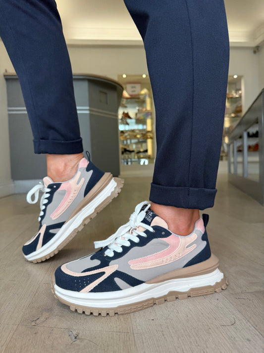 Blowfish Malibu - Leo Dark Navy Suede Mix Retro Lace Up Chunky Trainer