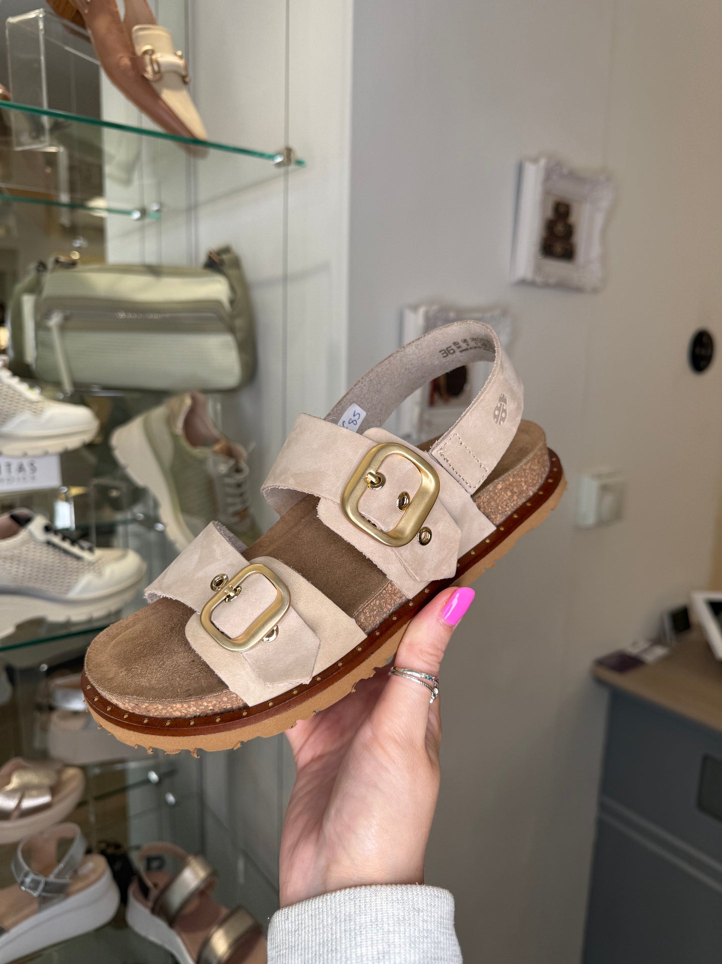 Yokono -Soft Sand Suede 2 Strap Sandal With Back Strap