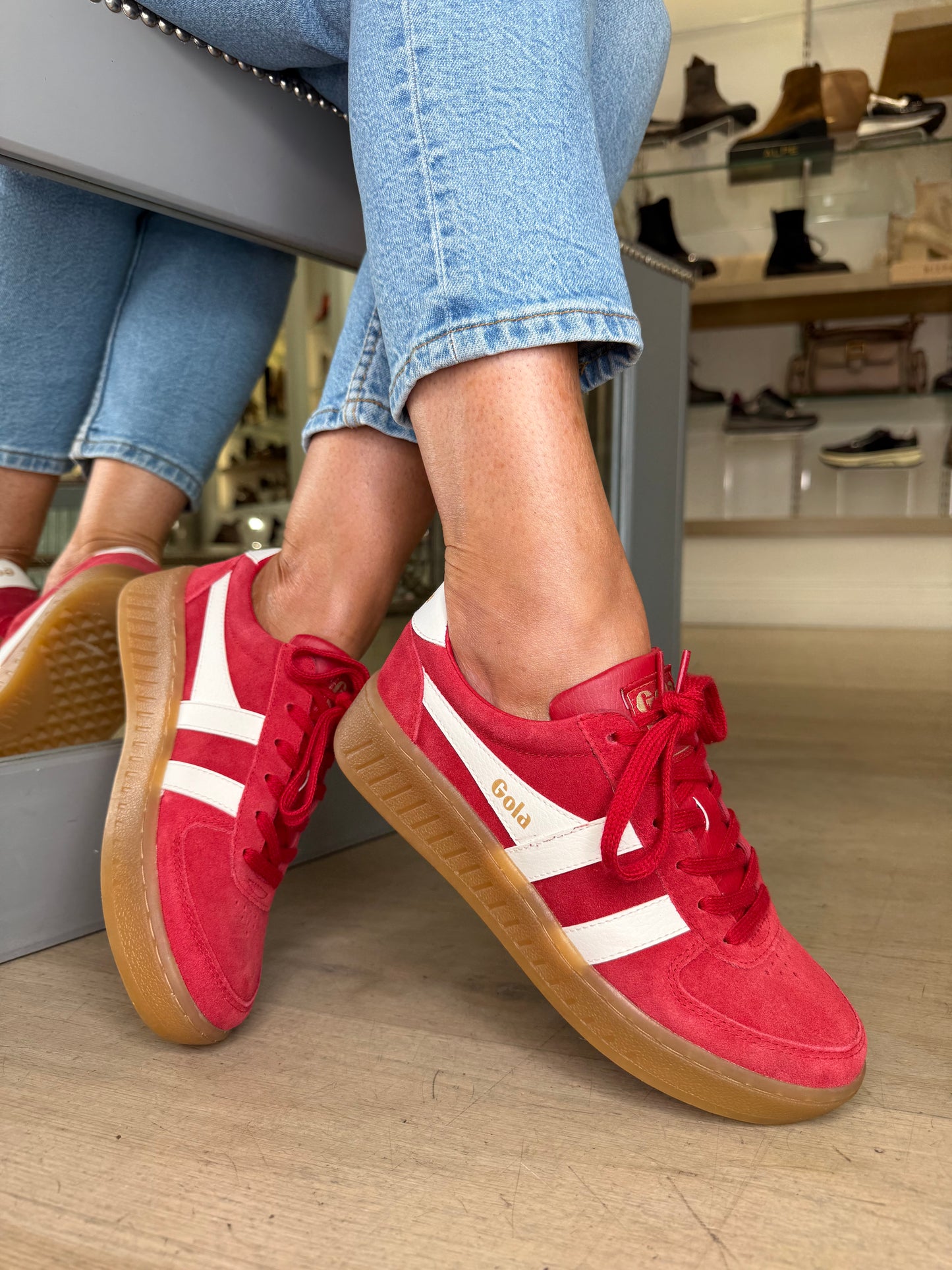 Gola - Grandslam Red Suede / White Trim Chunky Gum Sole Trainer