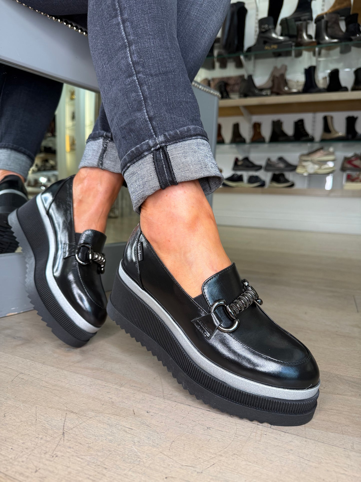 Marco Moreo - Ilaria Black Nappa Leather Slip On Chunky Sole Shoe