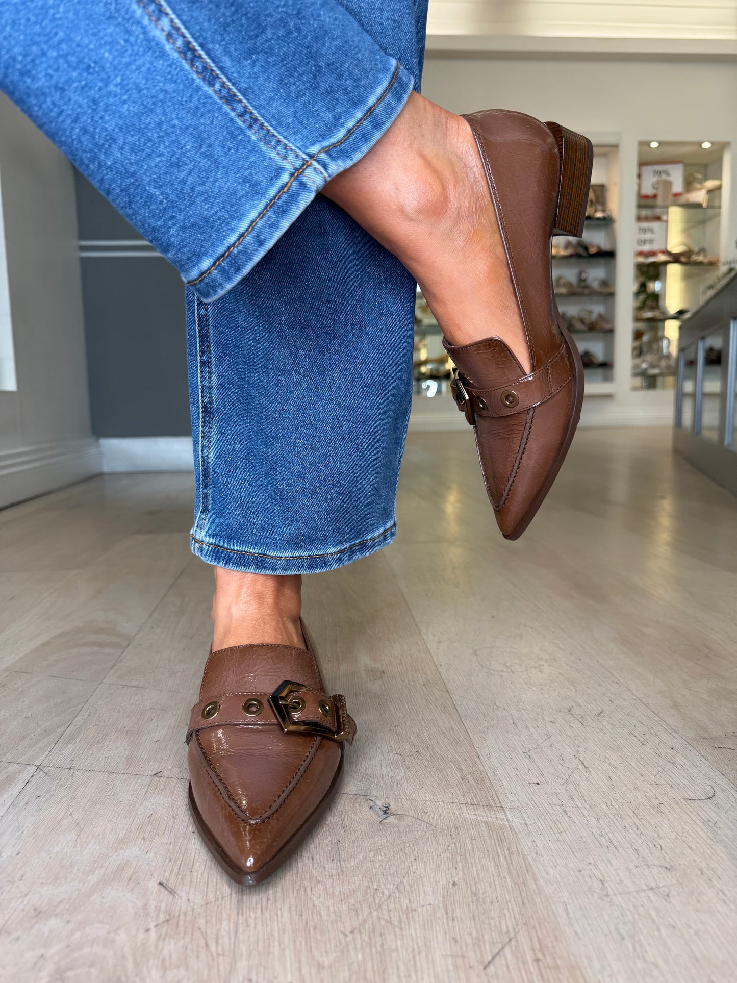 Hispanitas - Rich Flexy Patent Mocha Pointy Toe Slip On Shoe