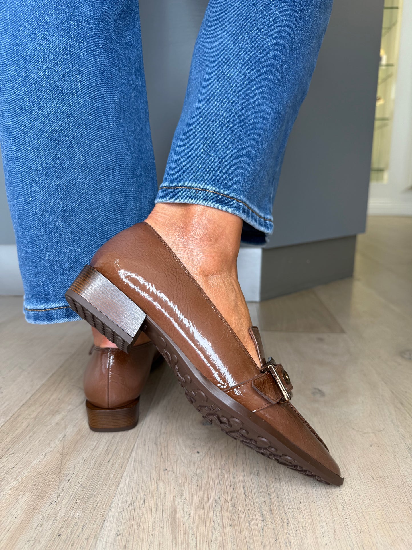 Hispanitas - Rich Flexy Patent Mocha Pointy Toe Slip On Shoe