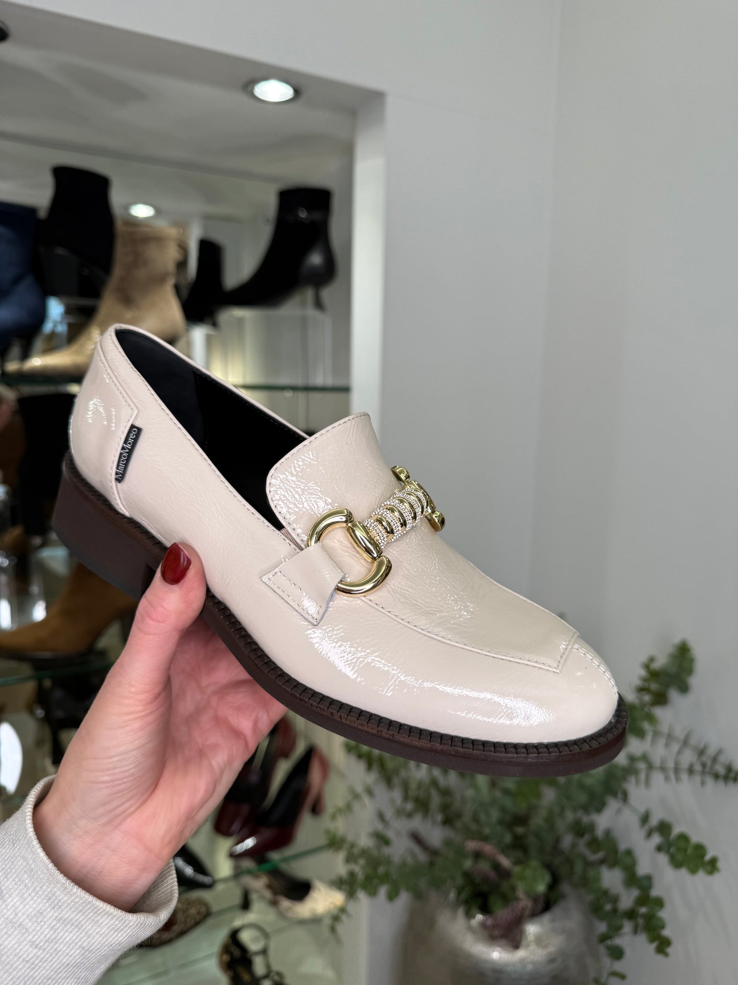 Marco Moreo - Winter Cream Nappa Leather Loafer With Gold Chain Trim