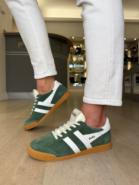 Gola - Elan Evergreen Suede Trainer With White Leather Trim