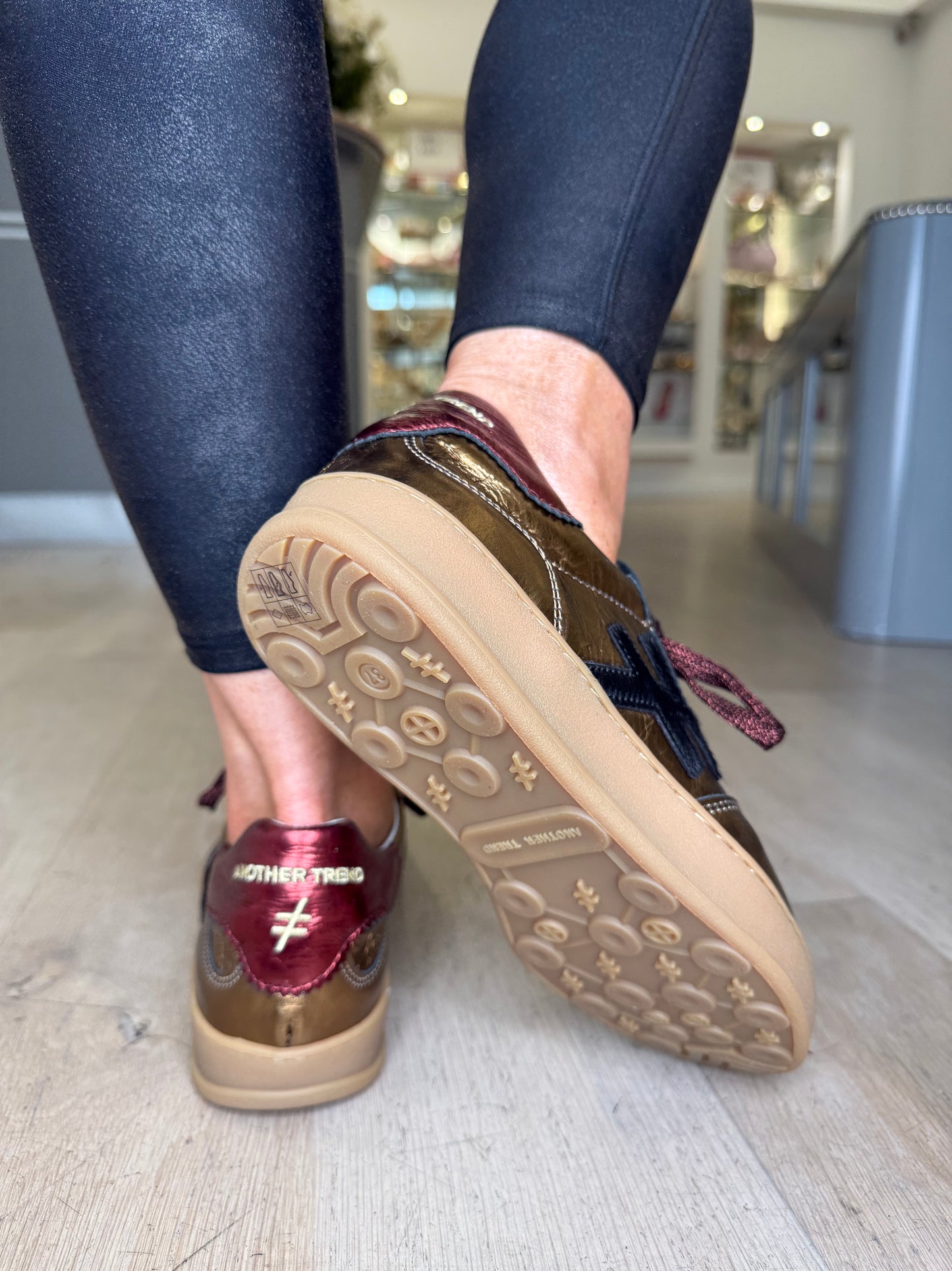 Another Trend - Metallic Bronze Trainer With Black & Metallic Wine Trim Trainer
