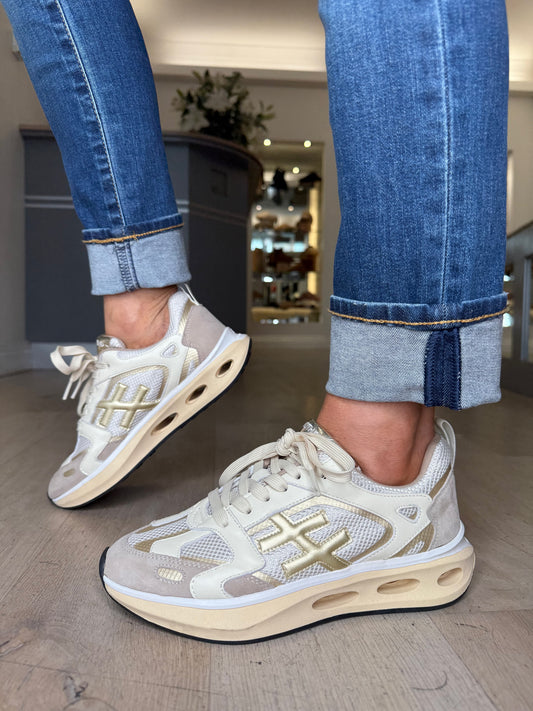 Another Trend - Cream & Beige Mix Sporty Sole Trainer