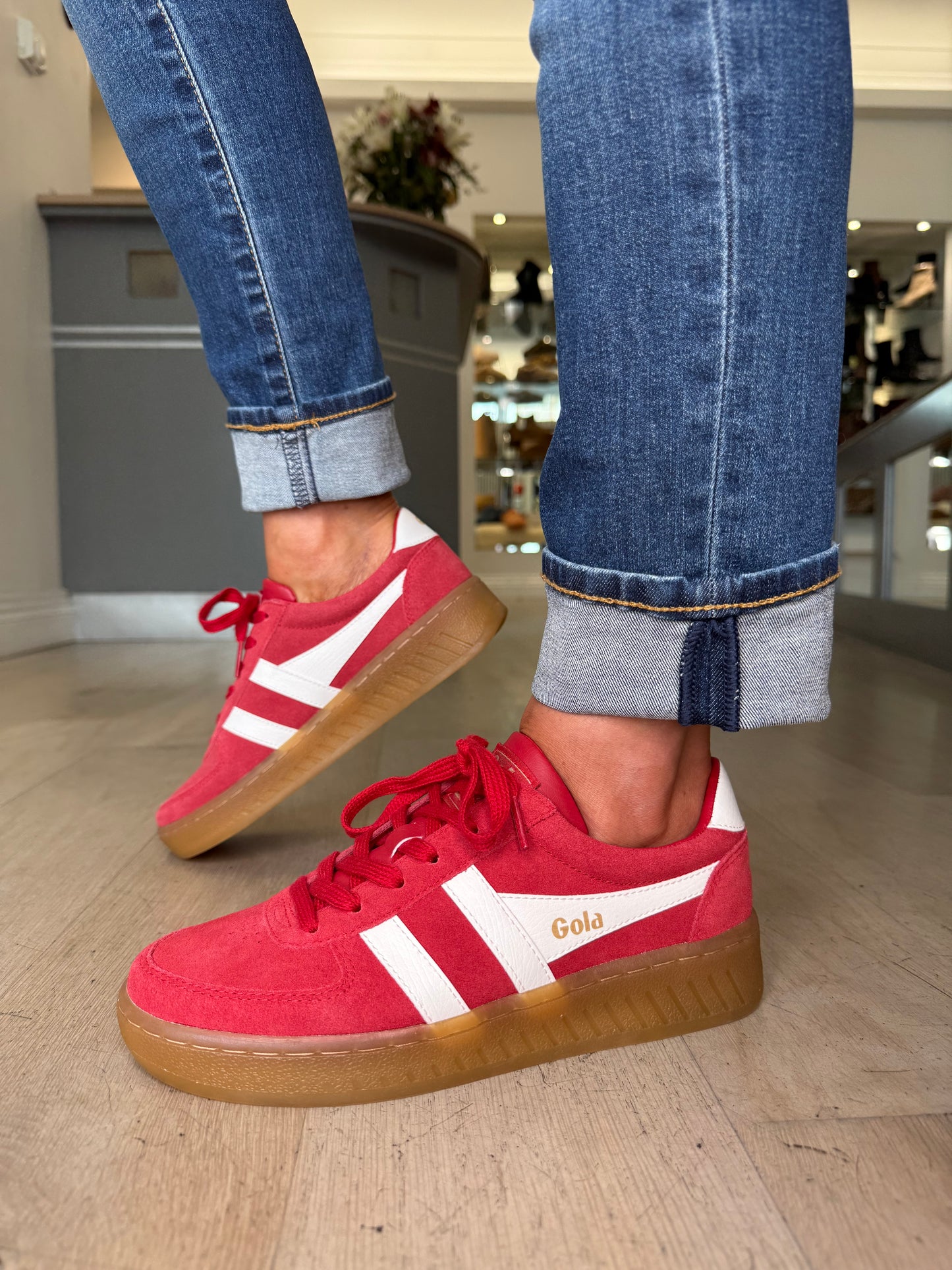 Gola - Grandslam Red Suede / White Trim Chunky Gum Sole Trainer