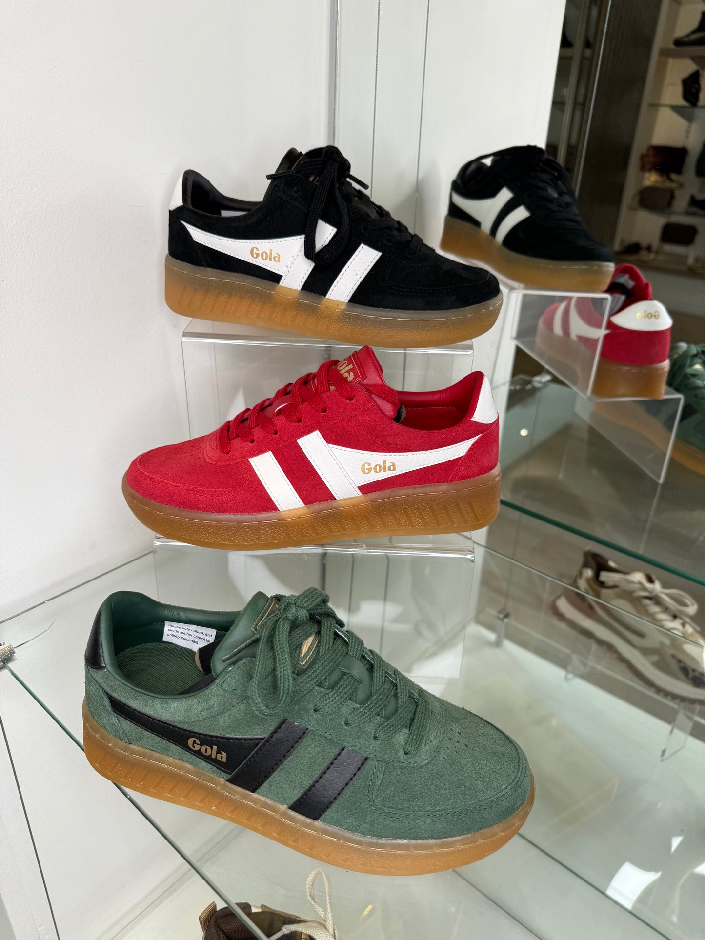 Gola - Grandslam Evergreen Suede Trainer With Black Leather Trim & Gum Sole