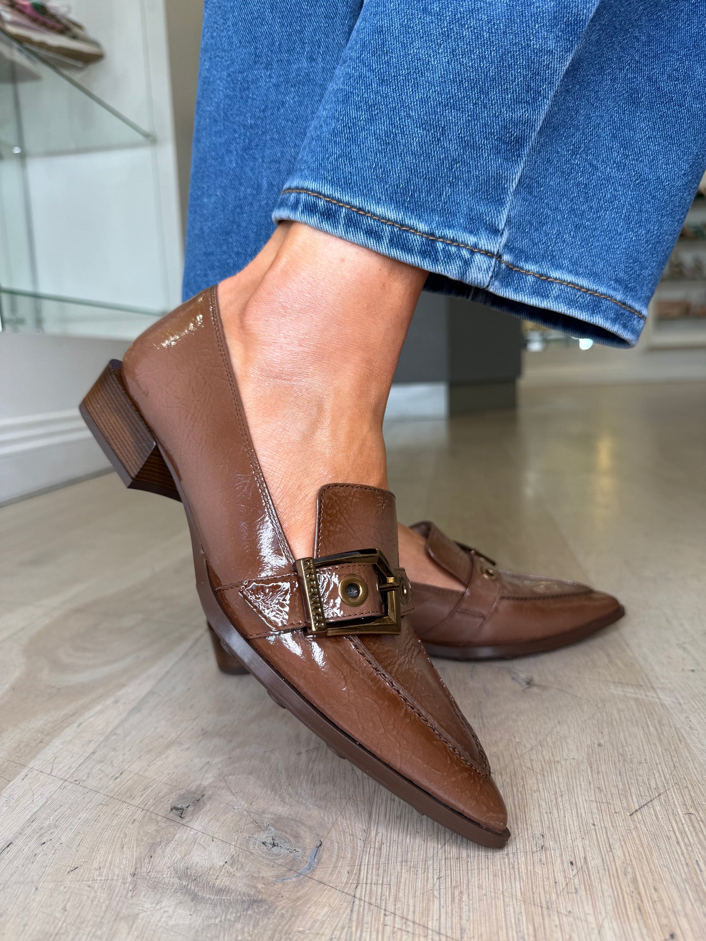 Hispanitas - Rich Flexy Patent Mocha Pointy Toe Slip On Shoe