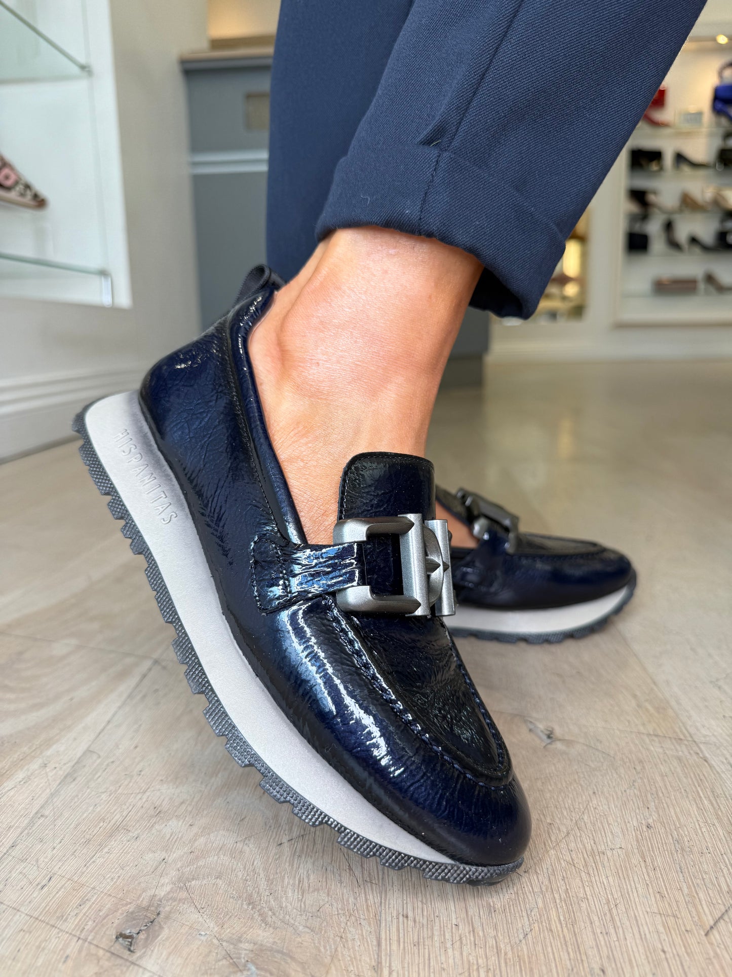 Hispanitas - Dark Navy Flexy Patent Slip On Shoe With Sporty Sole