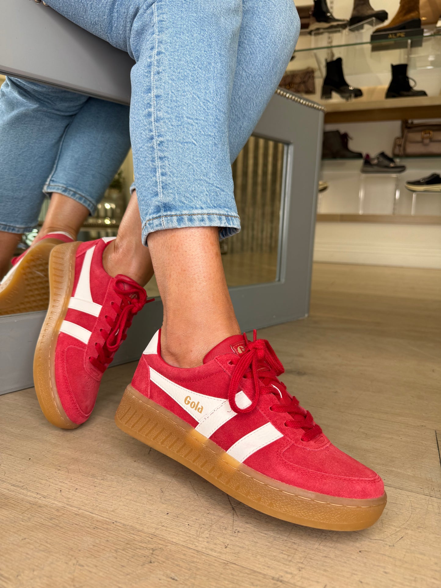 Gola - Grandslam Red Suede / White Trim Chunky Gum Sole Trainer