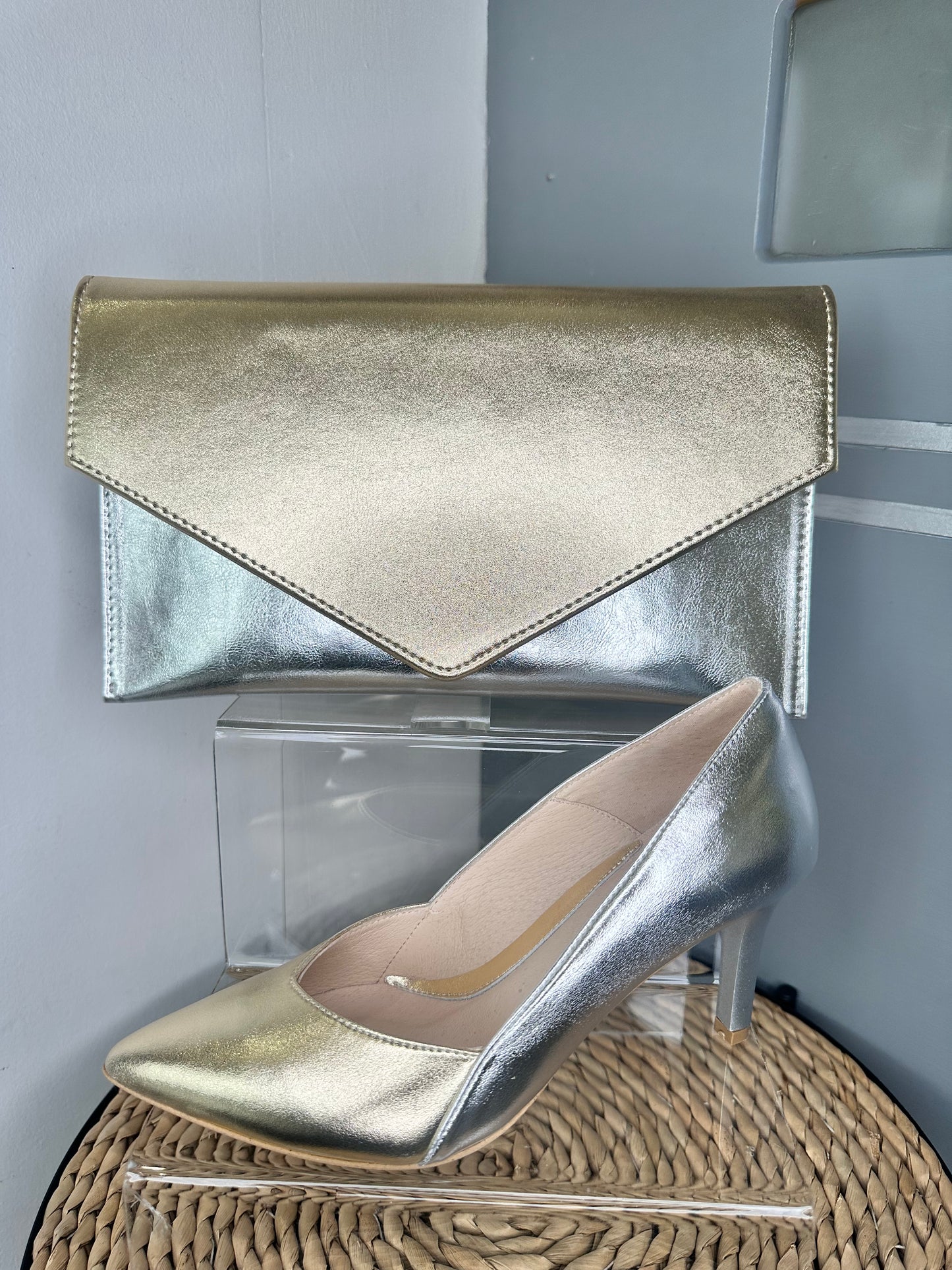 Emis - Matching Gold & Silver Metallic Mix Envelope Bag