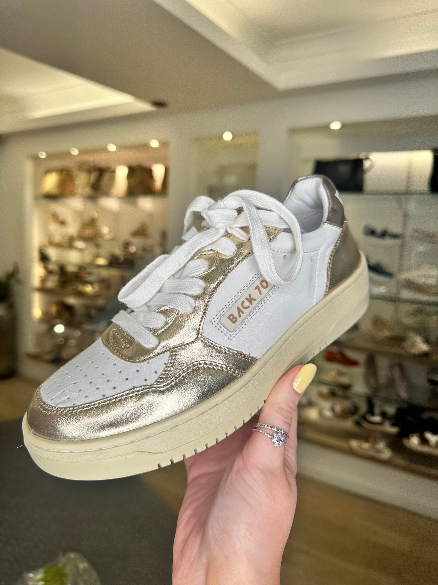 Back 70 - Metallic Gold / White / Soft Bronze Trim Trainer