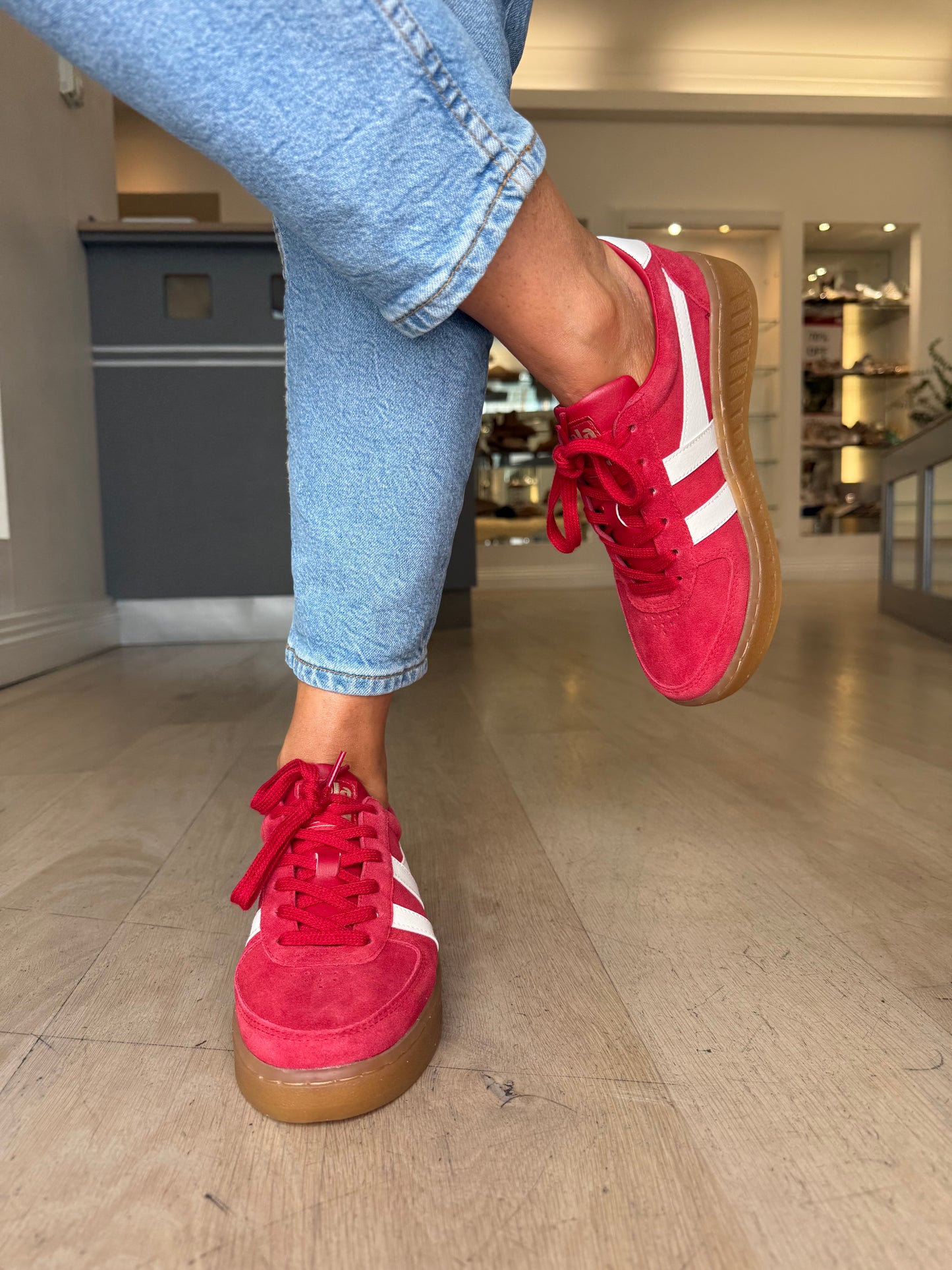 Gola - Grandslam Red Suede / White Trim Chunky Gum Sole Trainer