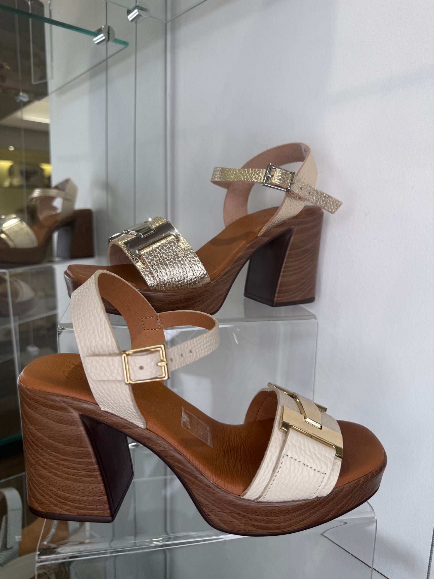 Oh My Sandals -Champagne Gold Block Heel Sandals