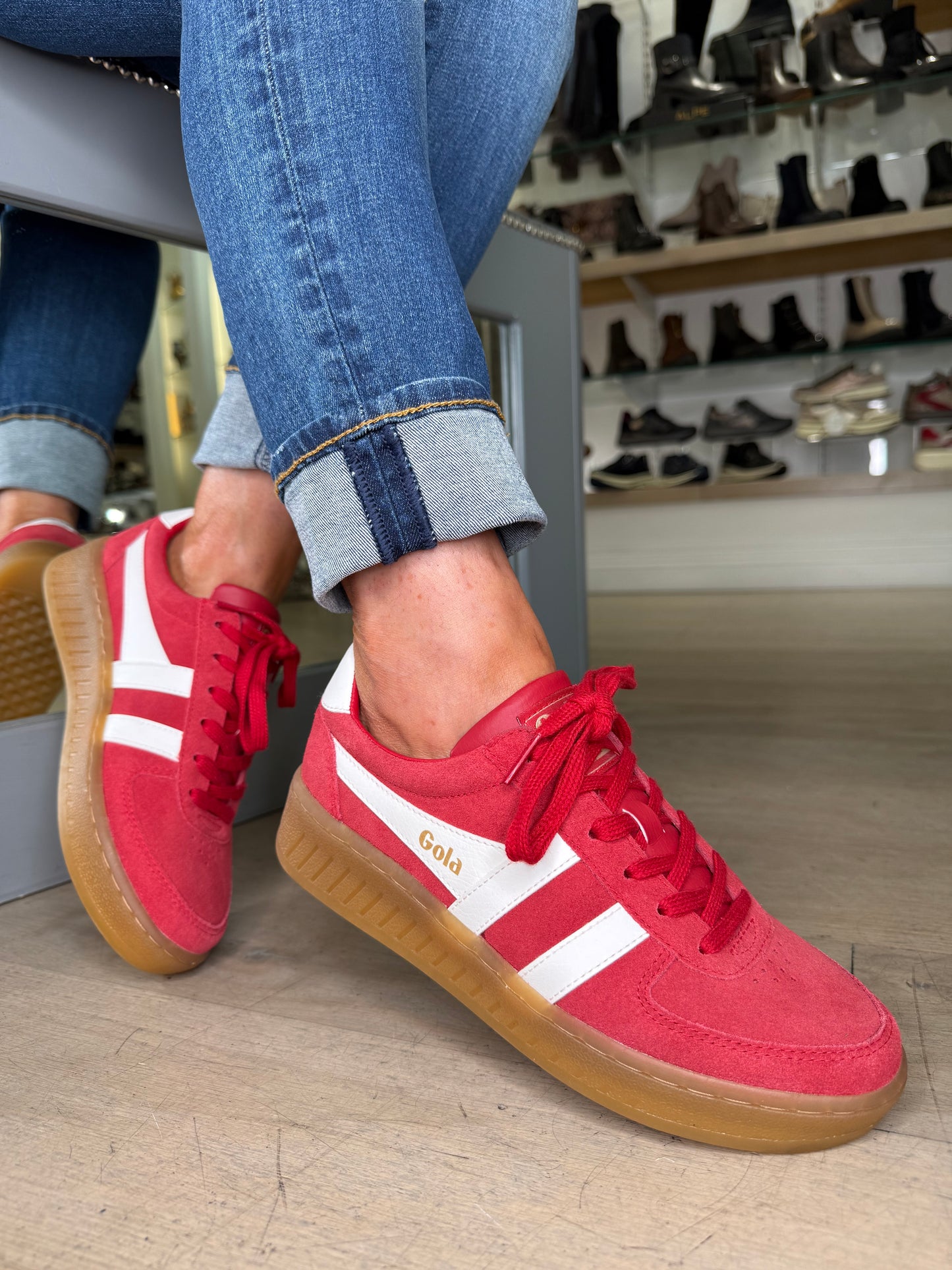 Gola - Grandslam Red Suede / White Trim Chunky Gum Sole Trainer