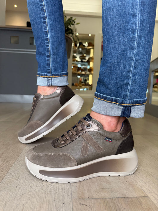 Callaghan - Brown Mix Lace Up Chunky Sole Trainer