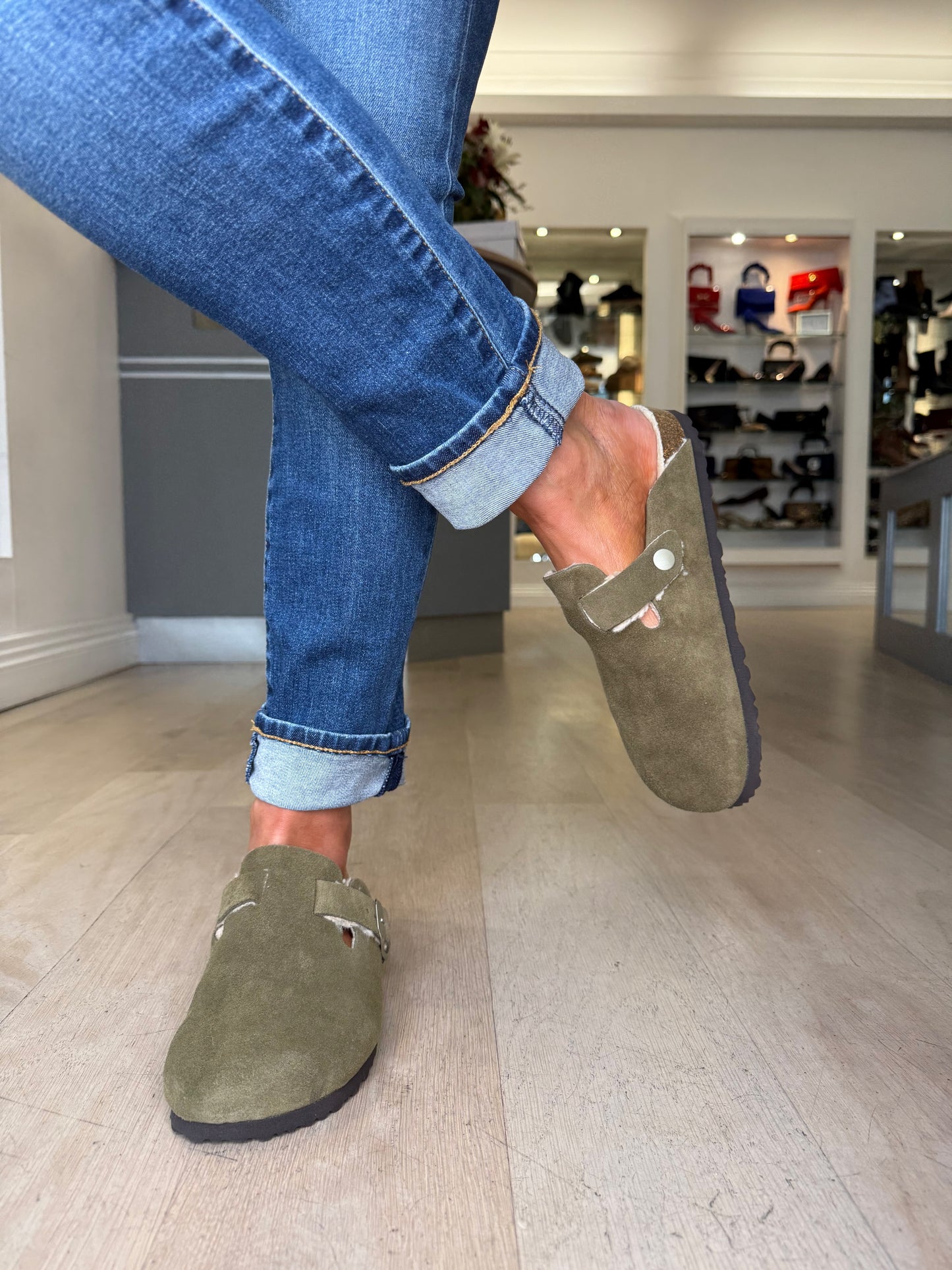 Another Step - Khaki Suede Clog Mule
