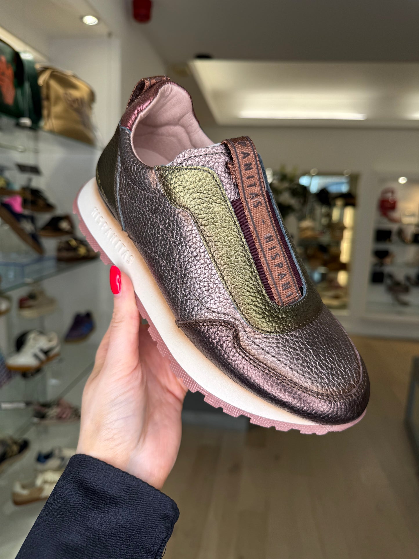 Hispanitas - Bronze/ Green Multi Metallic Slip On Sporty Shoe