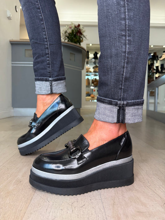 Marco Moreo - Ilaria Black Nappa Leather Slip On Chunky Sole Shoe