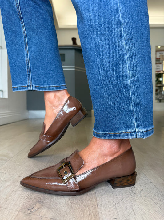 Hispanitas - Rich Flexy Patent Mocha Pointy Toe Slip On Shoe