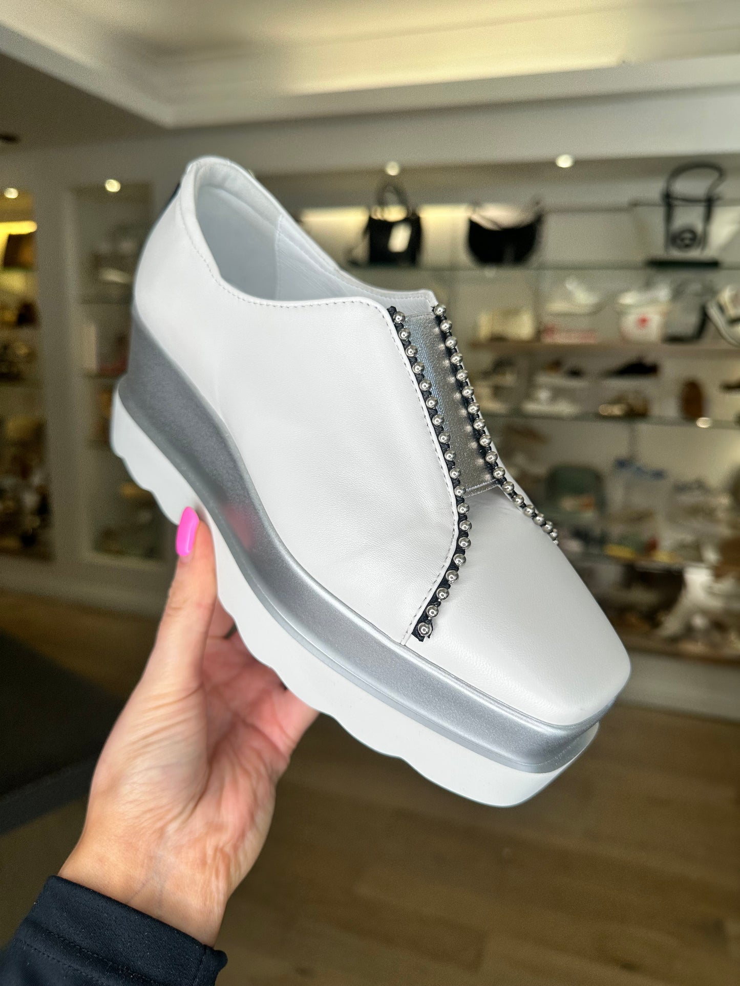Marco Moreo - White / Silver Trim Chunky Sole Slip On Show