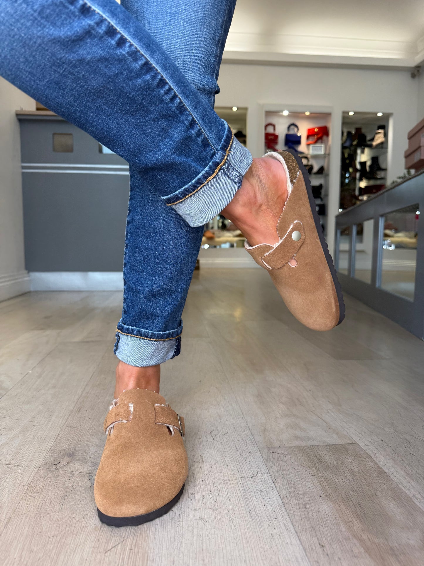 Another Step - Tan Suede Clog Mule