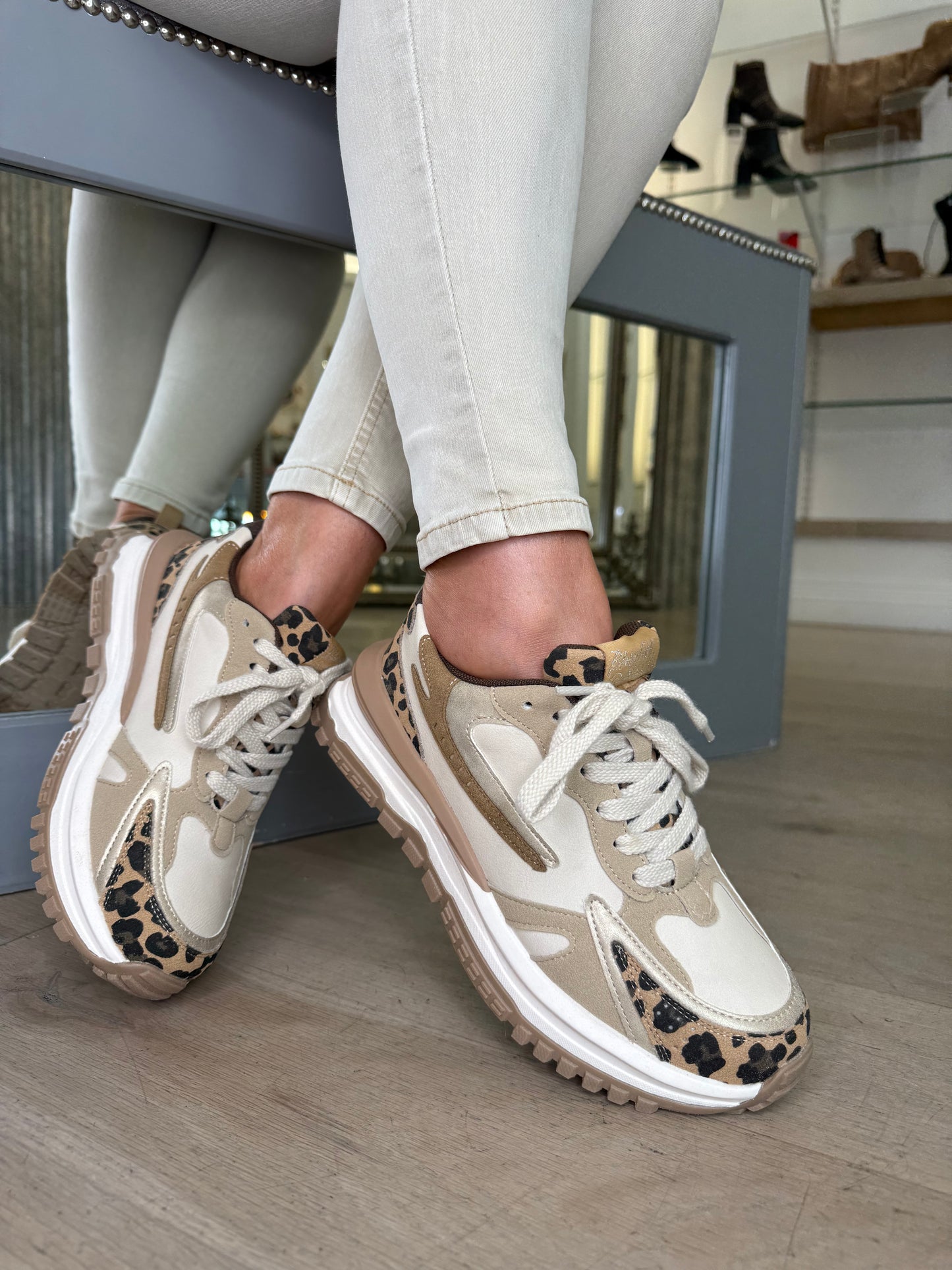 Blowfish Malibu - Leo Leopard Print / Cream Multi Lace Up Chunky Trainer