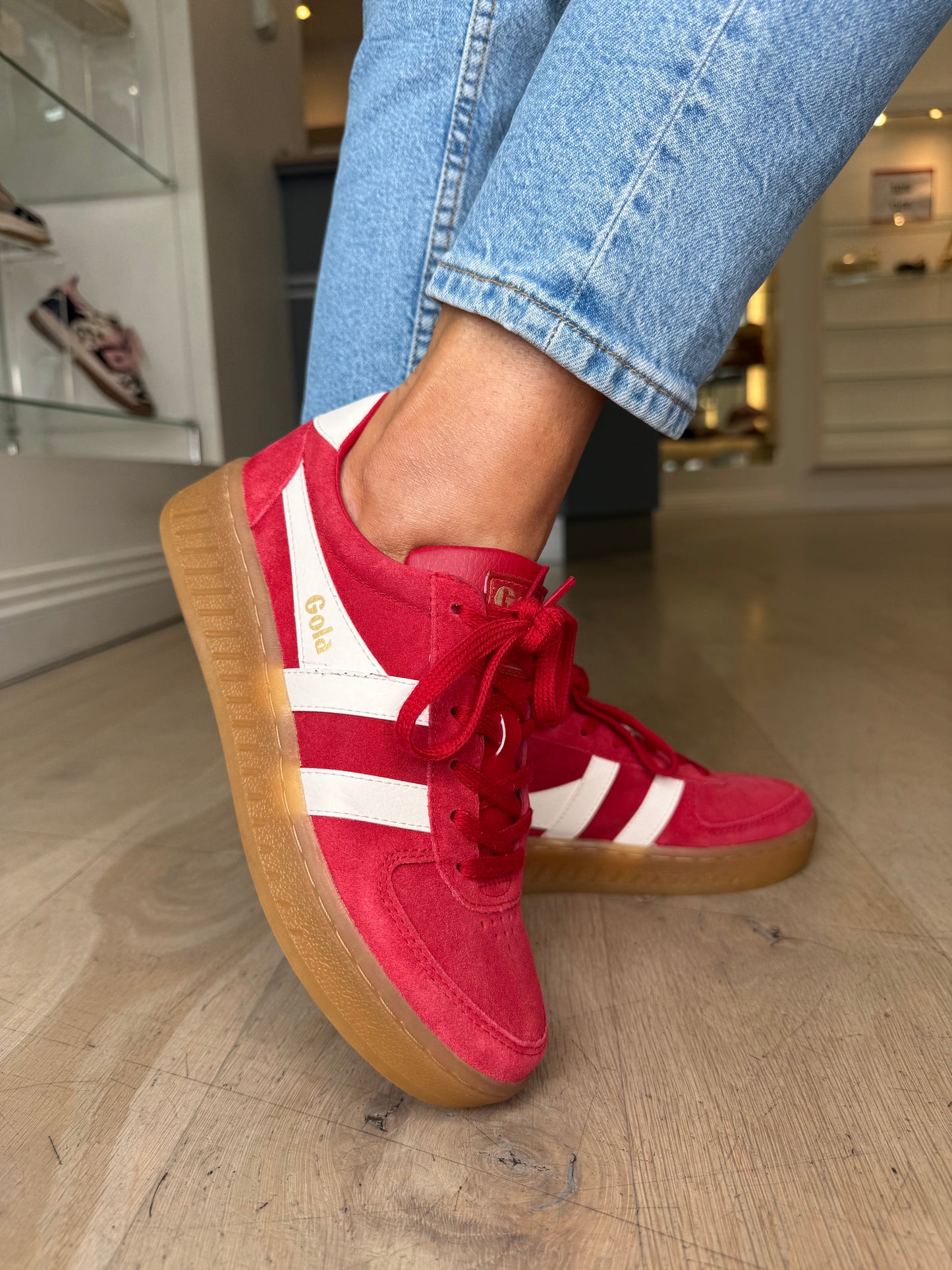 Gola - Grandslam Red Suede / White Trim Chunky Gum Sole Trainer