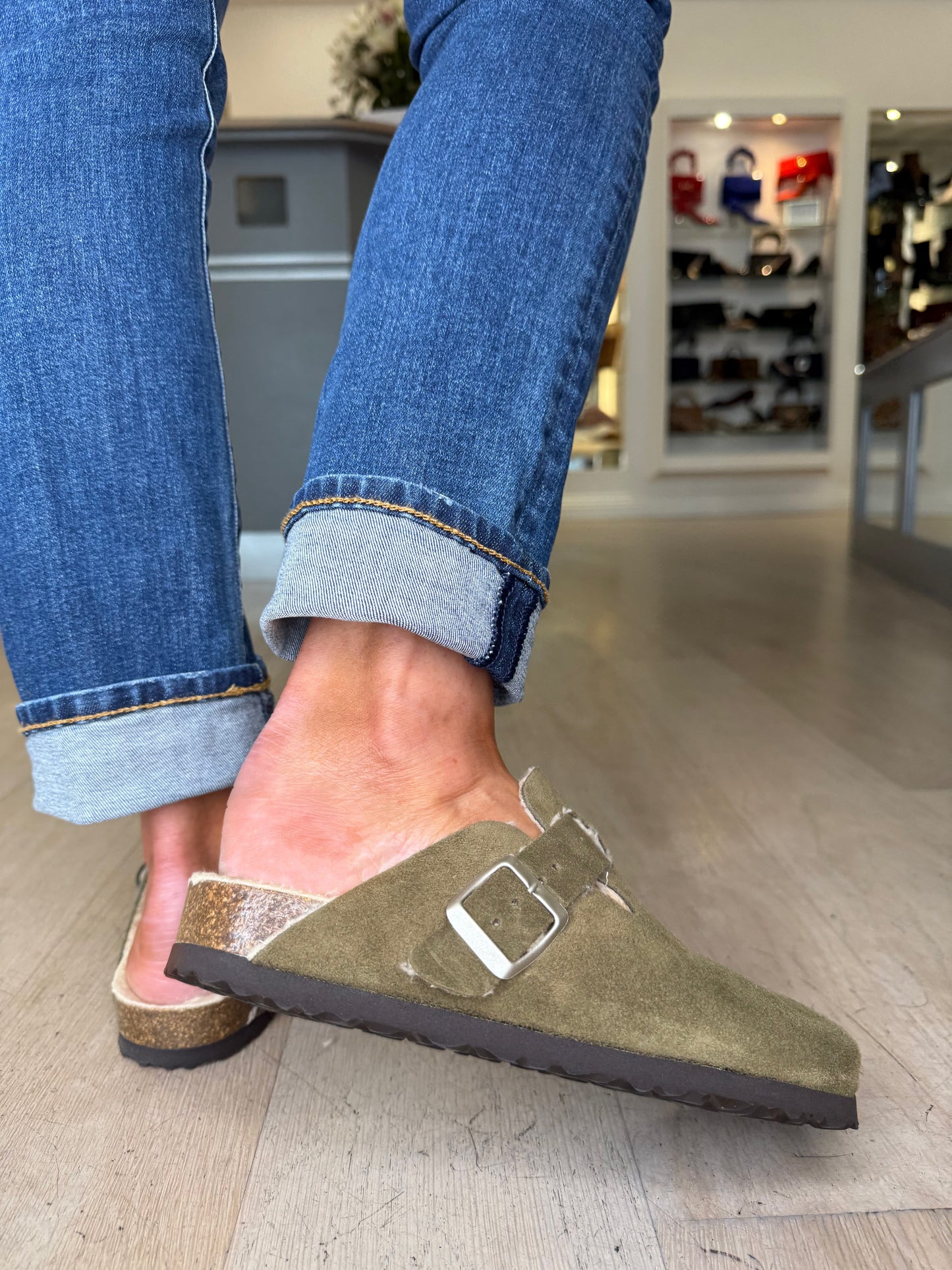 Another Step - Khaki Suede Clog Mule
