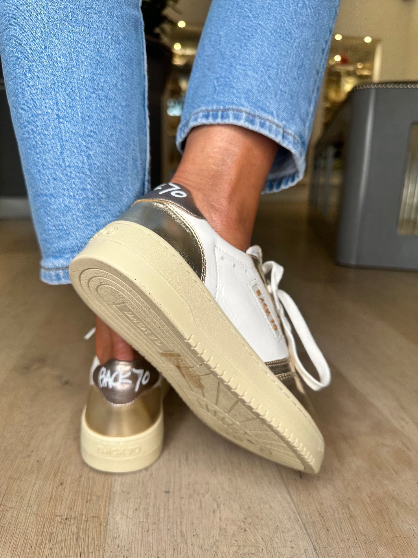 Back 70 - Metallic Gold / White / Soft Bronze Trim Trainer