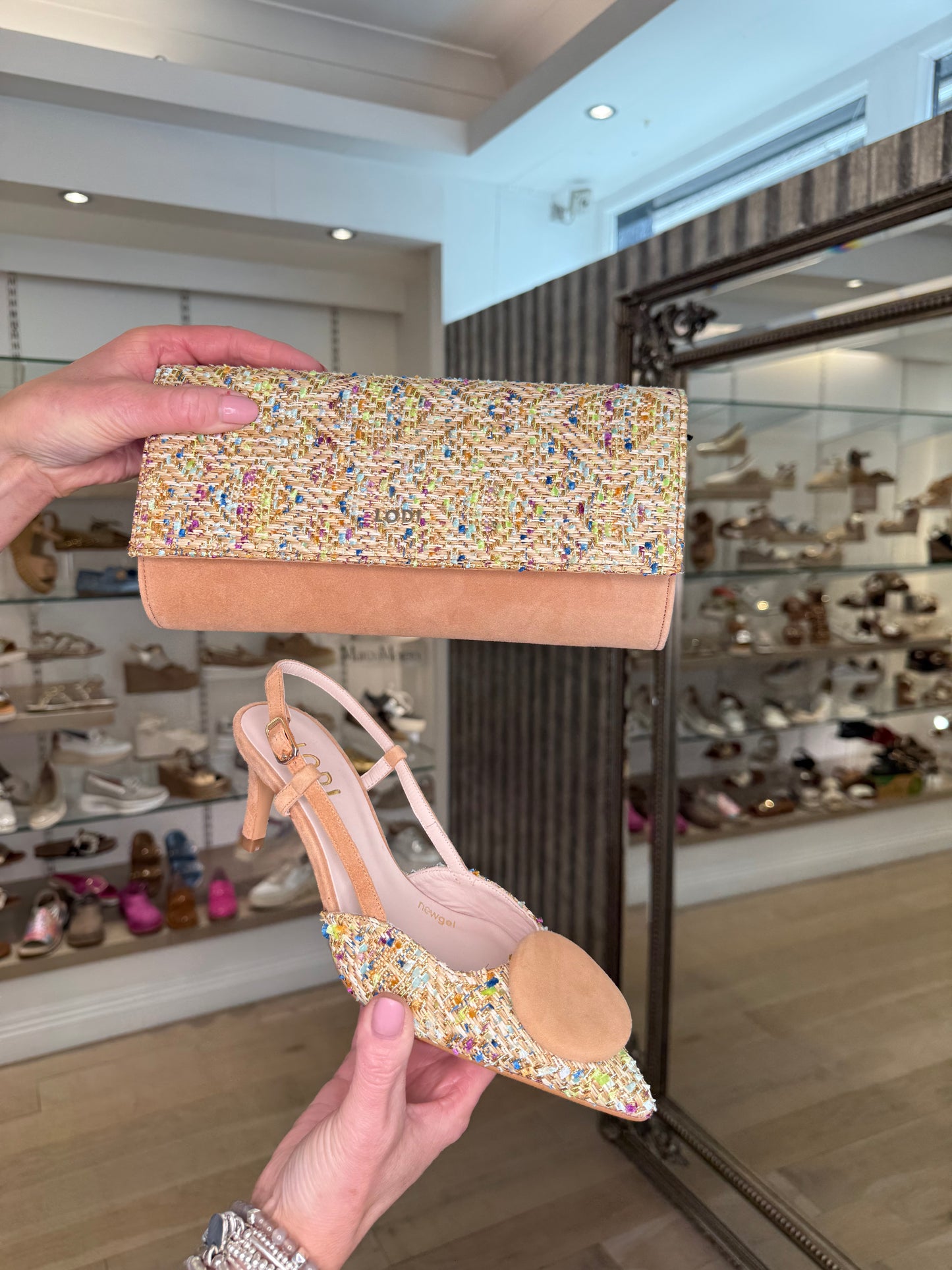 Lodi - Multi Tweed Beige Mix Slingback Pointy Shoe