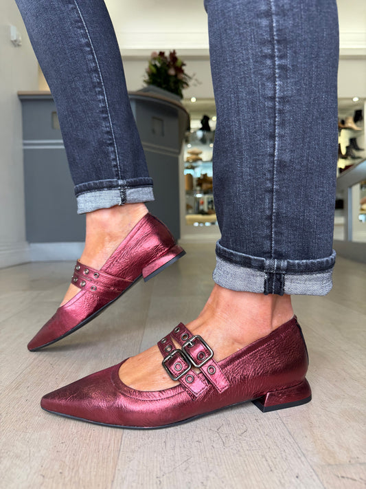 Marian - Metallic Wine Nappa Leather Pointy Toe Pomp