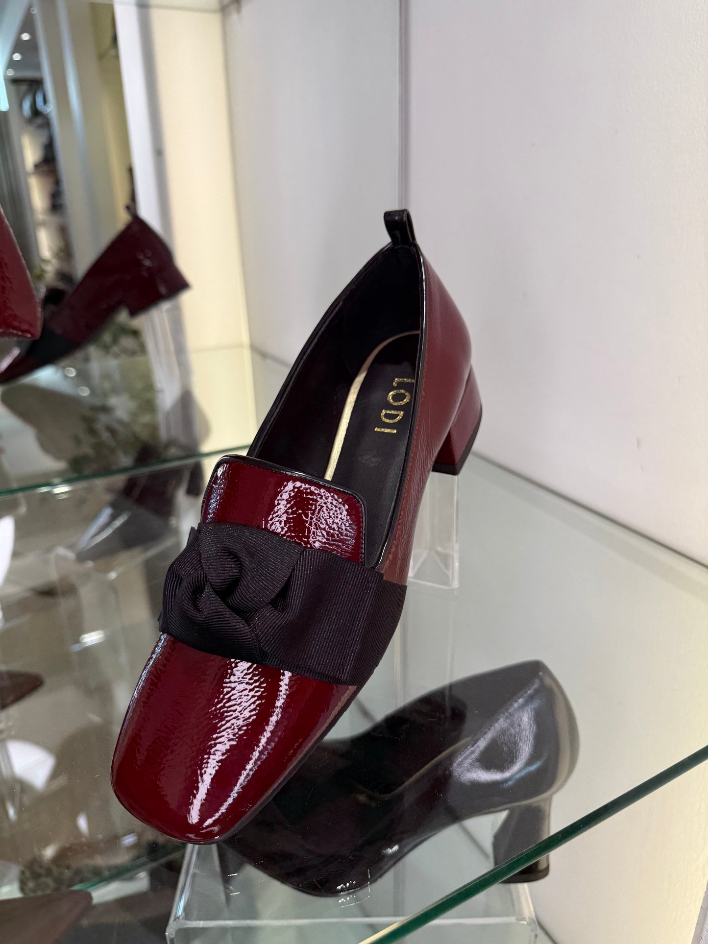 Lodi - Bordo Flexy Patent Square Toe Loafer With Black Trim