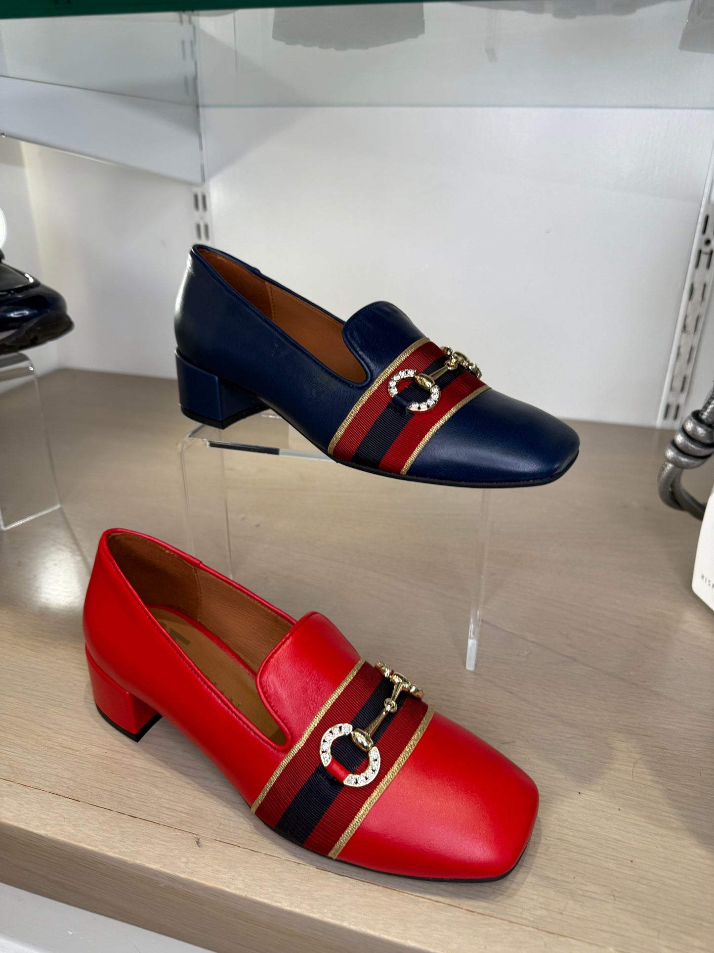 Marian - Red Nappa Leather Slip On Shoe With Gold Chain