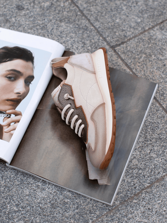 Hispanitas - Cream/ Taupe & Grey Mix Pull On Trainer