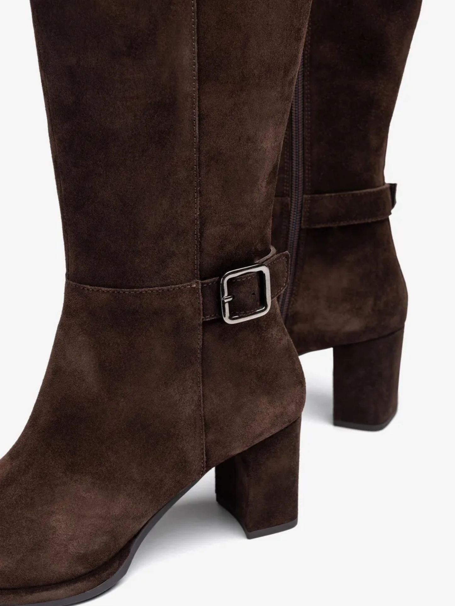 Unisa - Chocolate Brown Suede Block Heel Long Boot