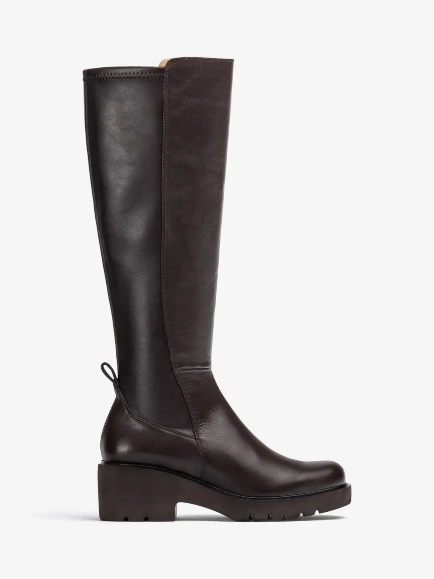 Unisa - Long Coconut Brown Leather Block Heel Boot