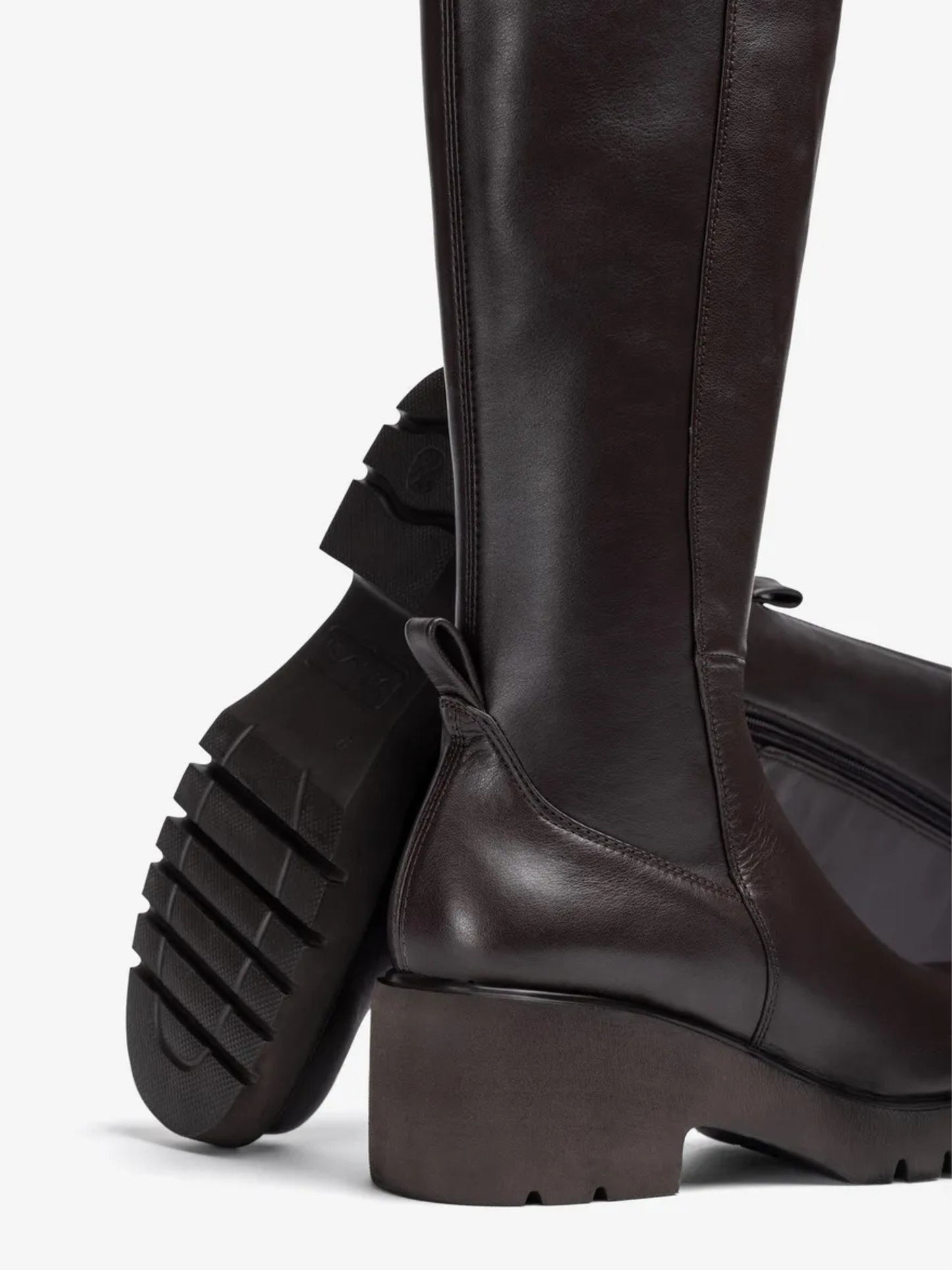Unisa - Long Coconut Brown Leather Block Heel Boot